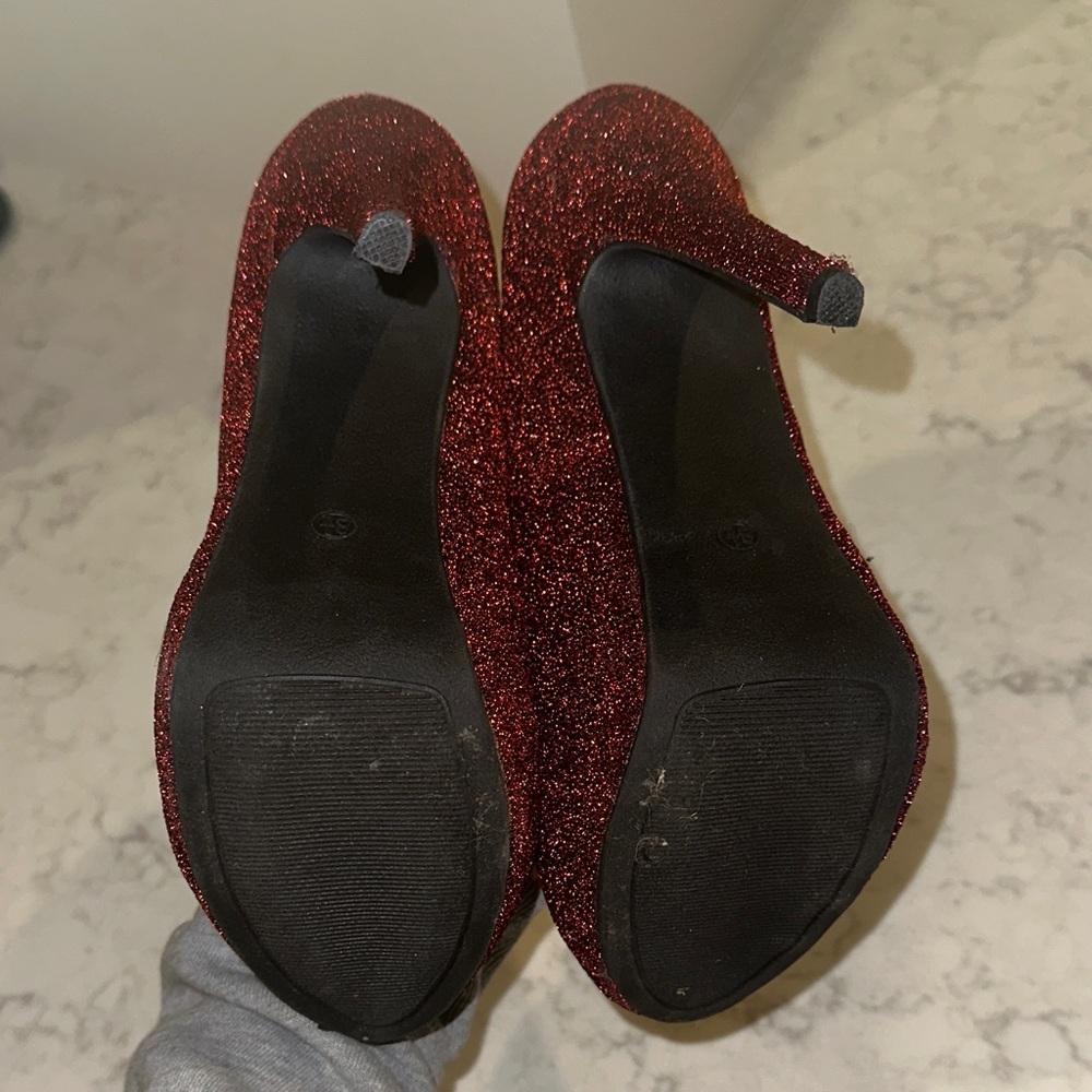 Ruby Red Sparkly Heels - Picture 4 of 5
